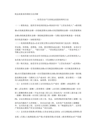 现金流量表的填制方法详解(新准则)