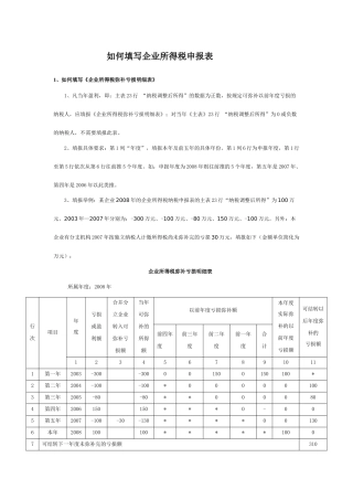 如何填写所得税申报表填报