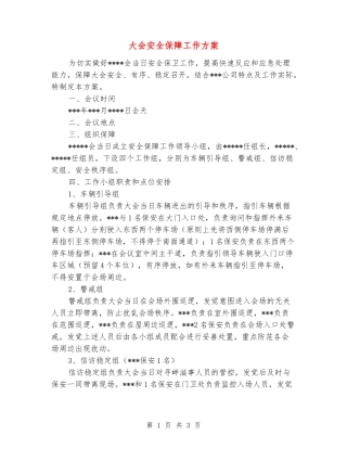 大会安全保障工作方案