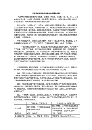 三维激光切割机在汽车制造领域的应用