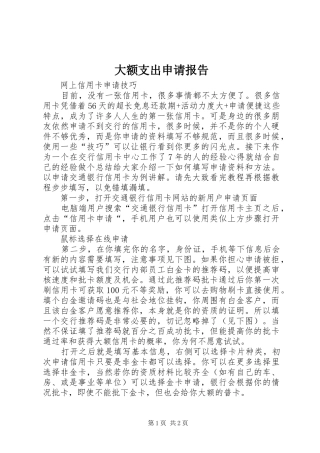 大额支出申请报告