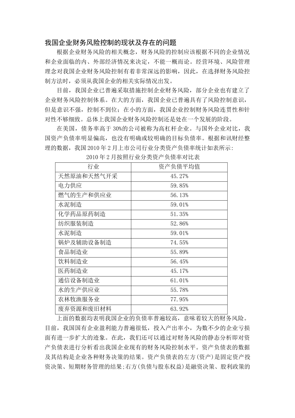 我国企业财务风险控制的现状及存在的问题_第1页