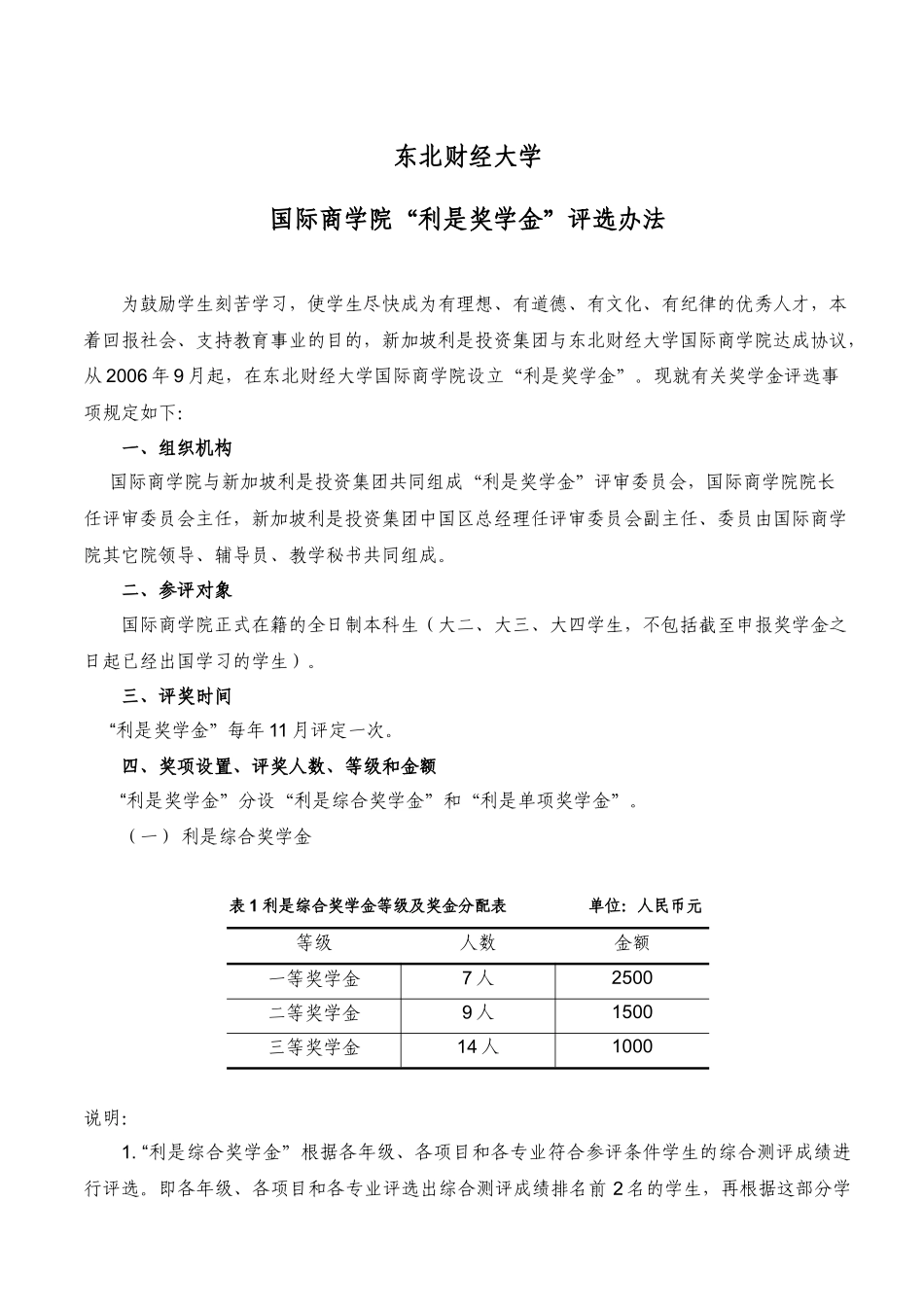 新加坡利是投资集团向东北财经大学国际商学院_第1页