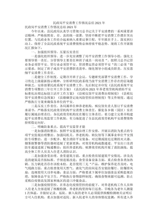 民政局安全生产工作情况总结