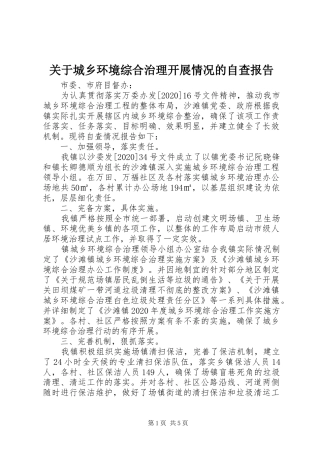 关于城乡环境综合治理开展情况的自查报告