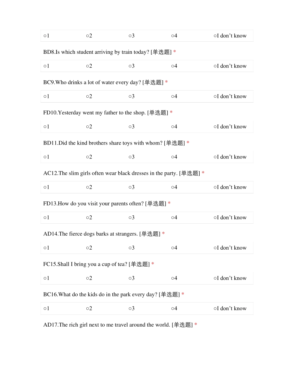 语法可接受度判断测试-高中A_第2页