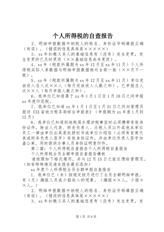 个人所得税的自查报告