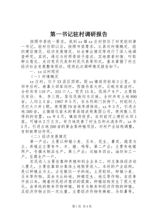 第一书记驻村调研报告