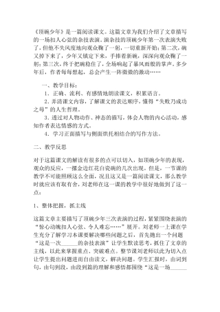 《顶碗少年》教学反思