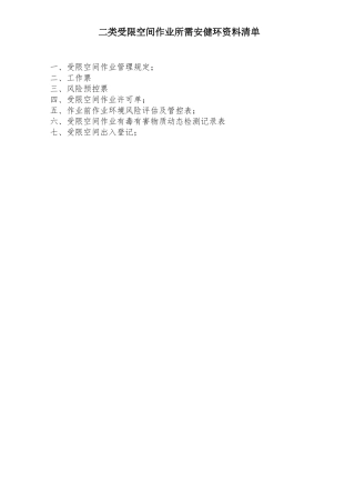 受限空间管控表