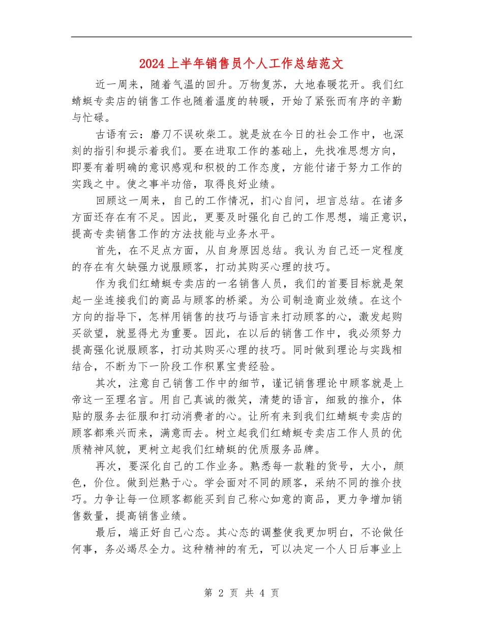 2024上半年销售员个人工作总结范文_第2页