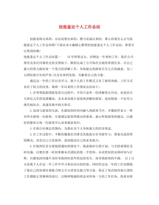 技能鉴定个人工作总结