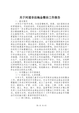 关于河道非法淘金整治工作报告