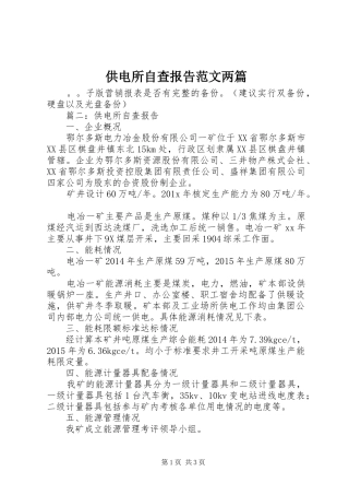 供电所自查报告范文两篇