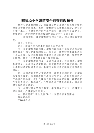 辅城坳小学消防安全自查自改报告