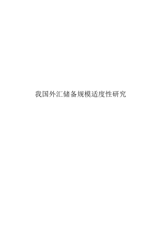 我国外汇储备规模适度性研究