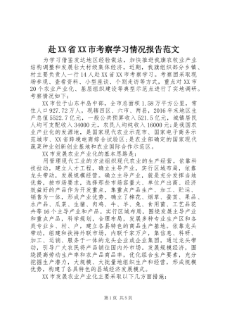 赴XX省XX市考察学习情况报告范文