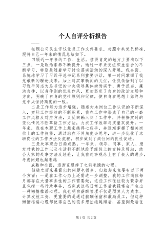 个人自评分析报告