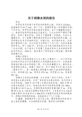 关于胡佛水坝的报告