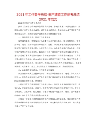 2021年工作参考总结资产清查工作参考总结年范文