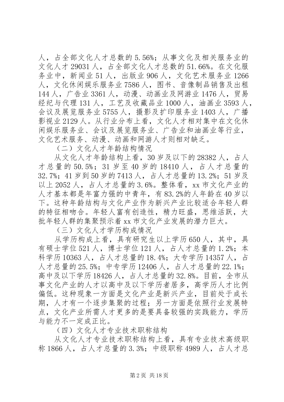 关于市文化产业人才队伍建设调研报告_第2页