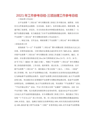 2021年工作参考总结三项治理工作参考总结