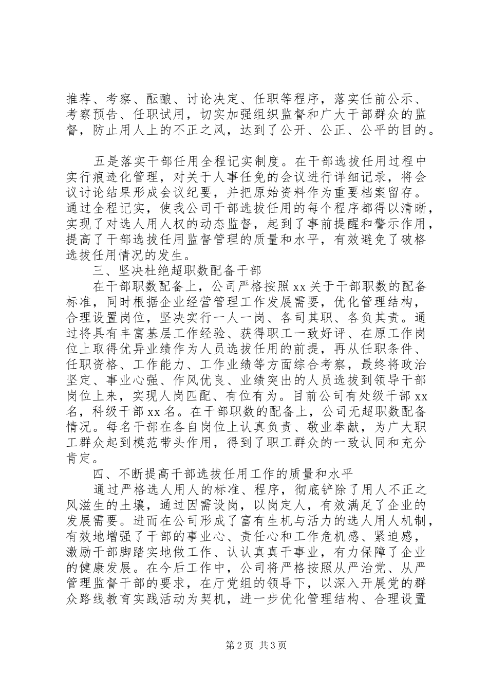 公司干部队伍建设自查报告_第2页