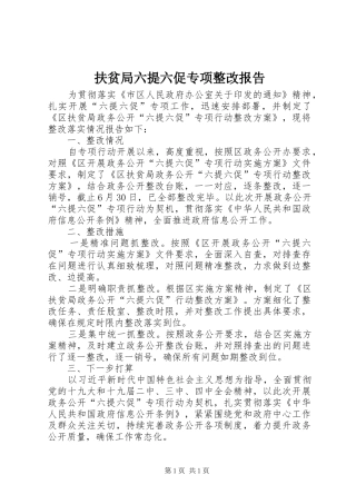 扶贫局六提六促专项整改报告