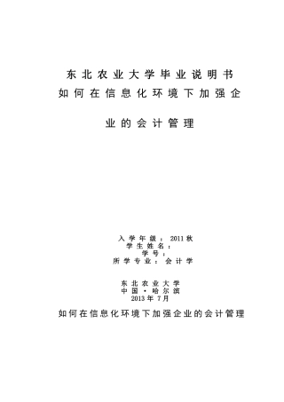 如何在信息化环境下加强企业的会计管理