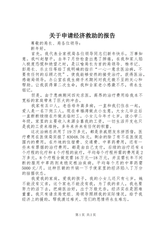 关于申请经济救助的报告