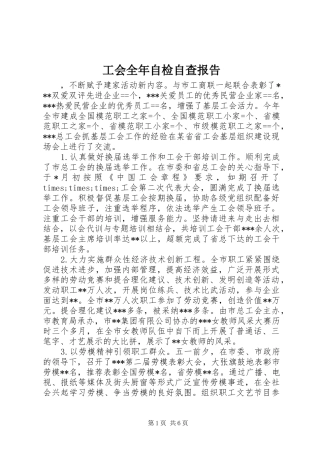 工会全年自检自查报告