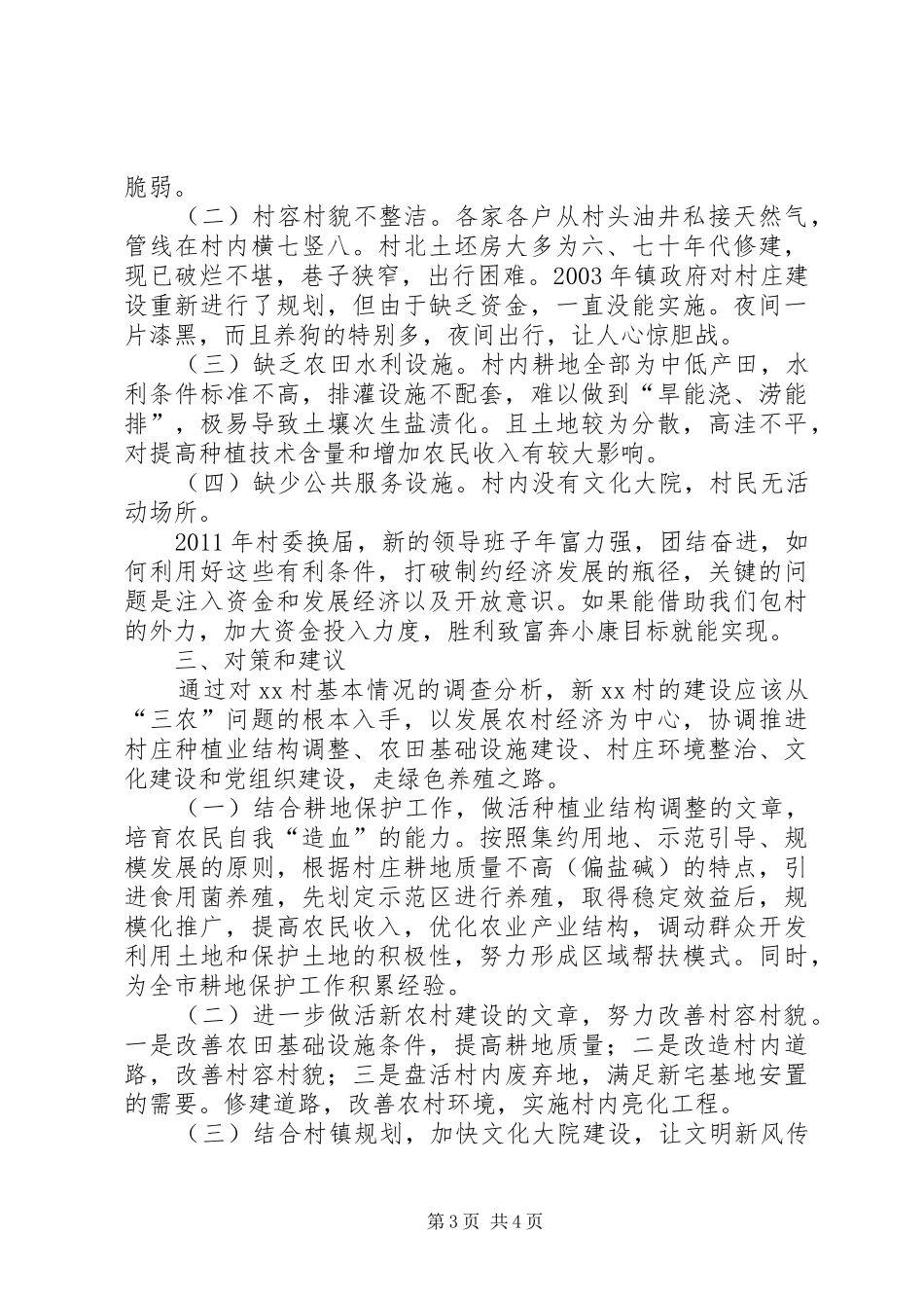 对受帮扶村的调研报告_第3页