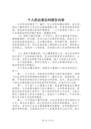 个人的自查自纠报告内容