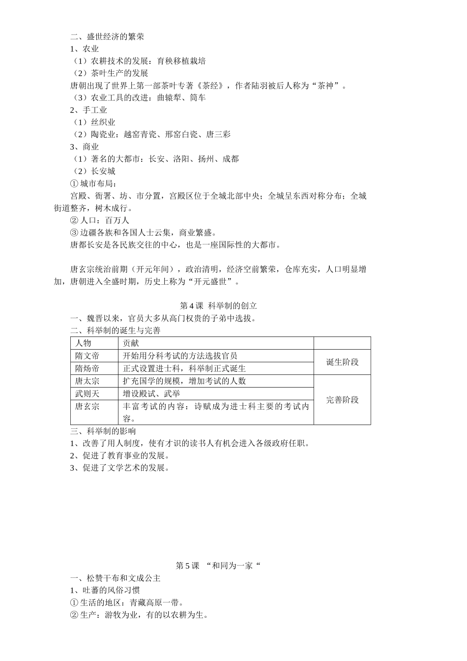 人教版七年级历史下册复习提纲(全套)_第2页