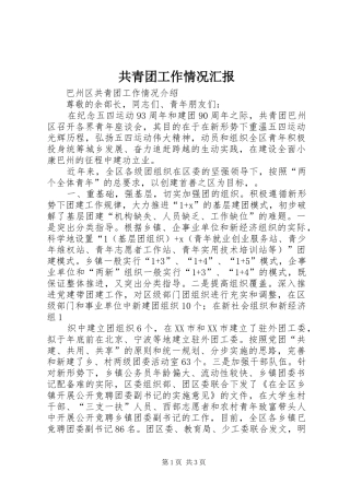 共青团工作情况汇报