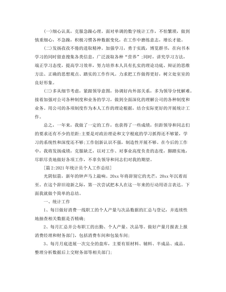 统计员个人年终工作参考总结（通用）_第2页