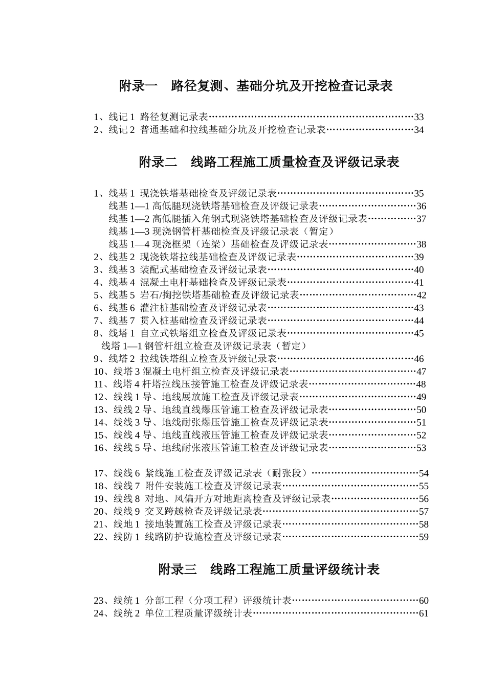 输电线路工程施工质量检查及评级全套表_第1页