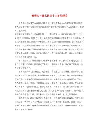 销售实习鉴定报告个人总结报告