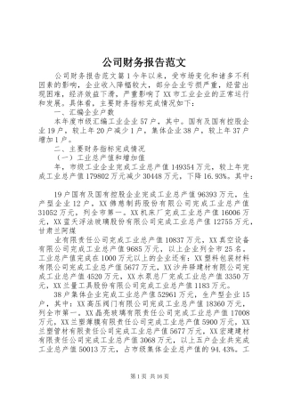 公司财务报告范文