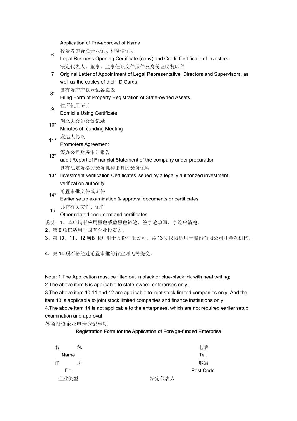 外商投资企业设立登记申请书 英文_第3页