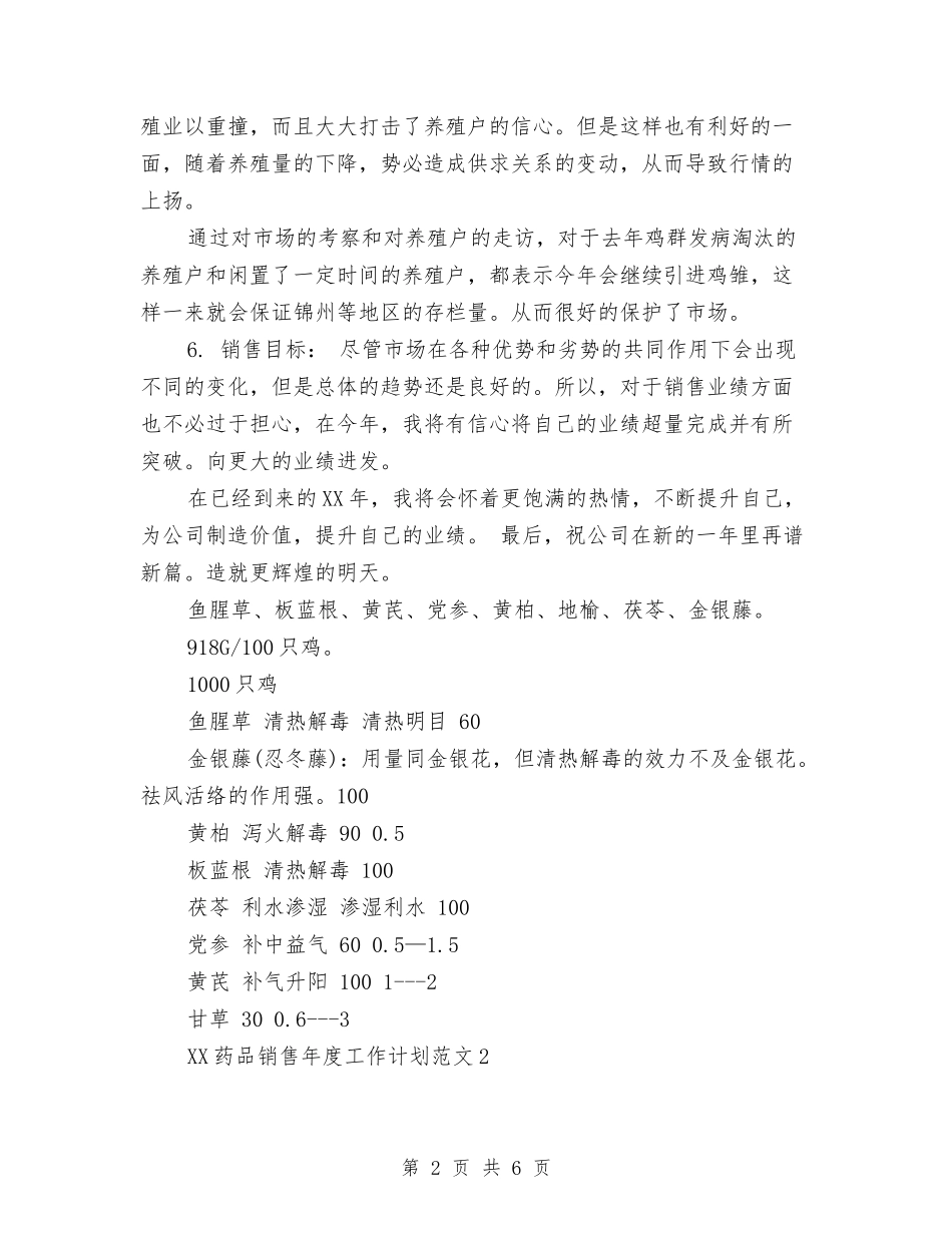 2024年药品销售年度工作计划与2024年药师工作计划模板汇编_第2页