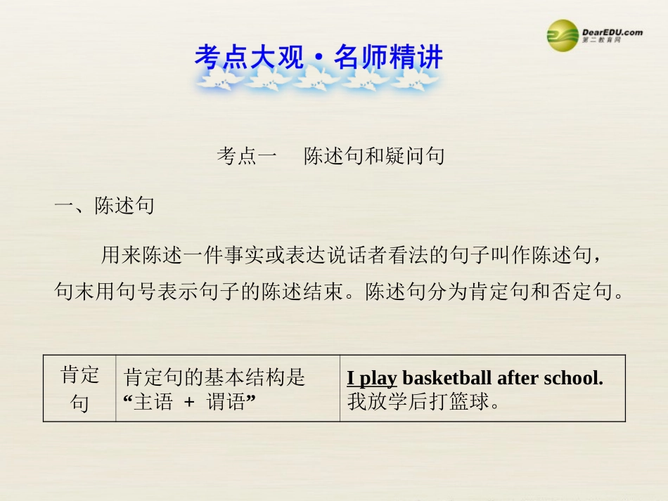 【全程复习方略】2013版中考英语语法专项案十三句子的种类课件冀教版_第2页