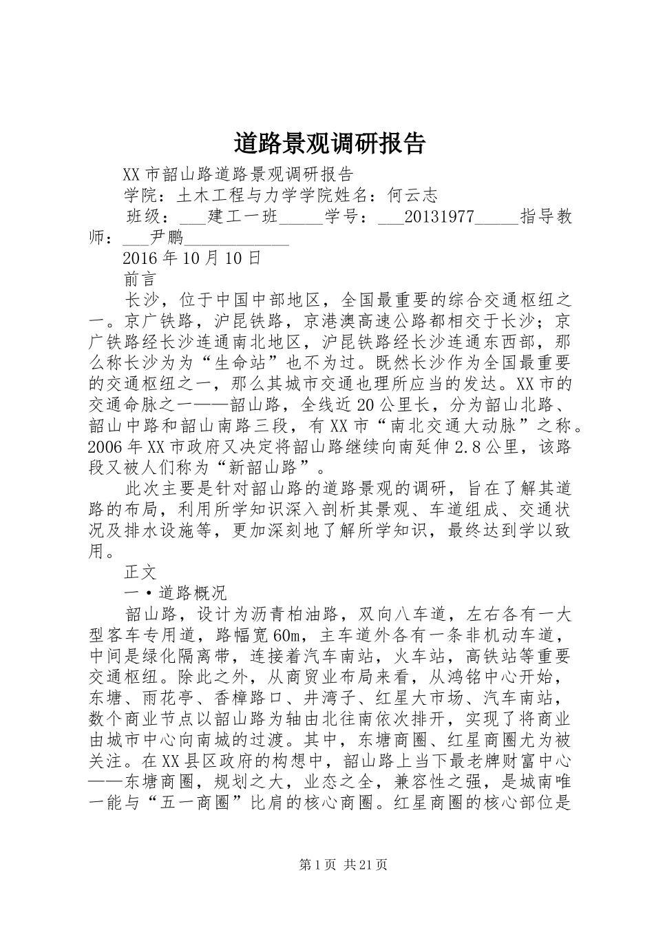 道路景观调研报告_第1页