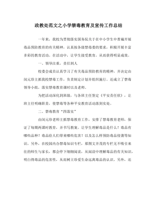 政教处范文小学禁毒教育及宣传工作总结