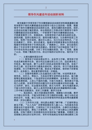 领导作风建设年活动剖析材料