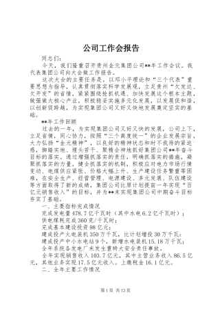 公司工作会报告