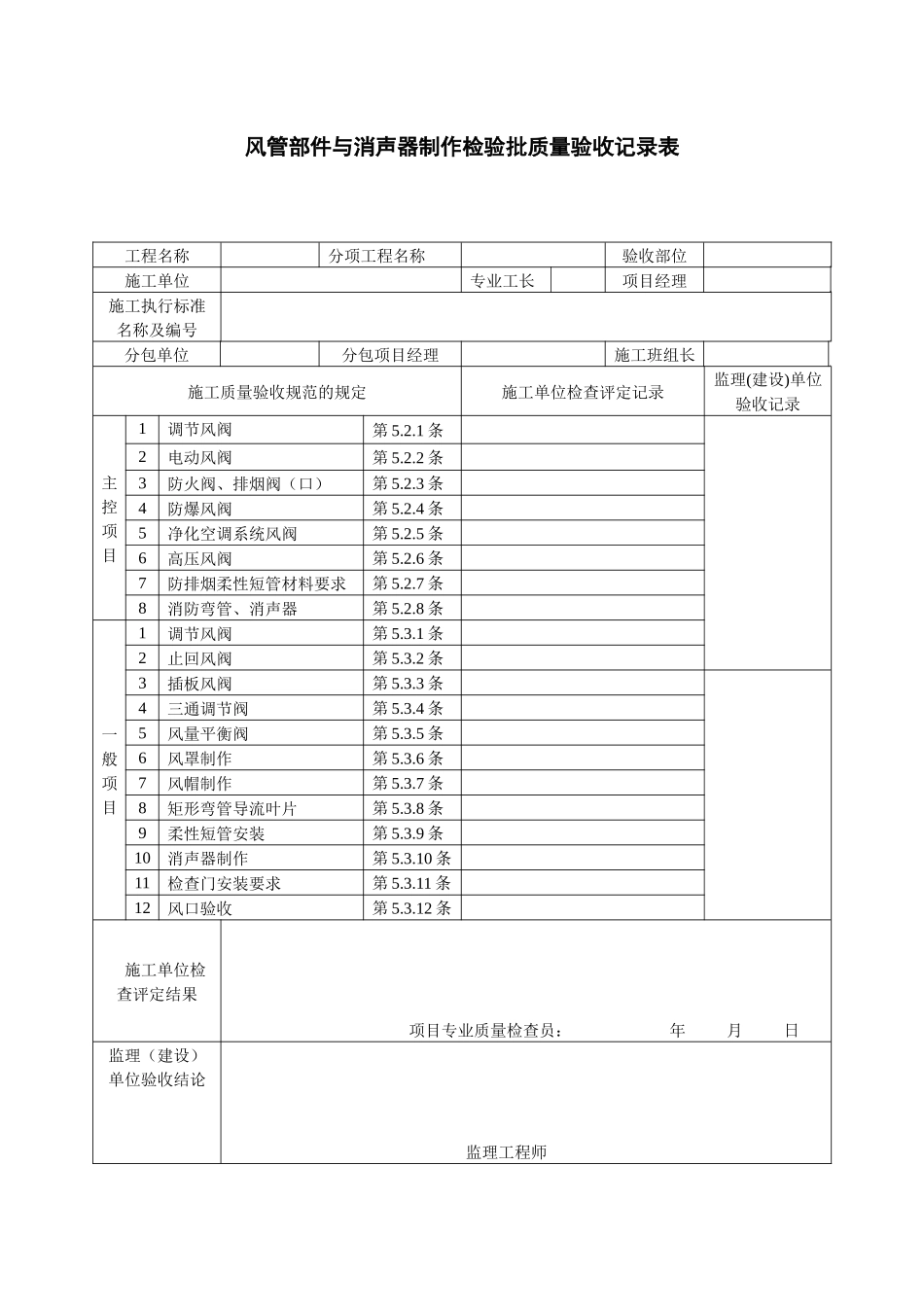 通风及空调工程检验批质量验收记录表_第3页