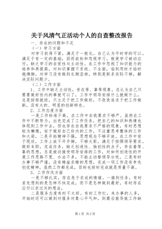 关于风清气正活动个人的自查整改报告