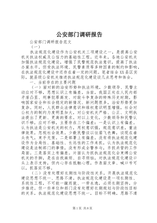 公安部门调研报告