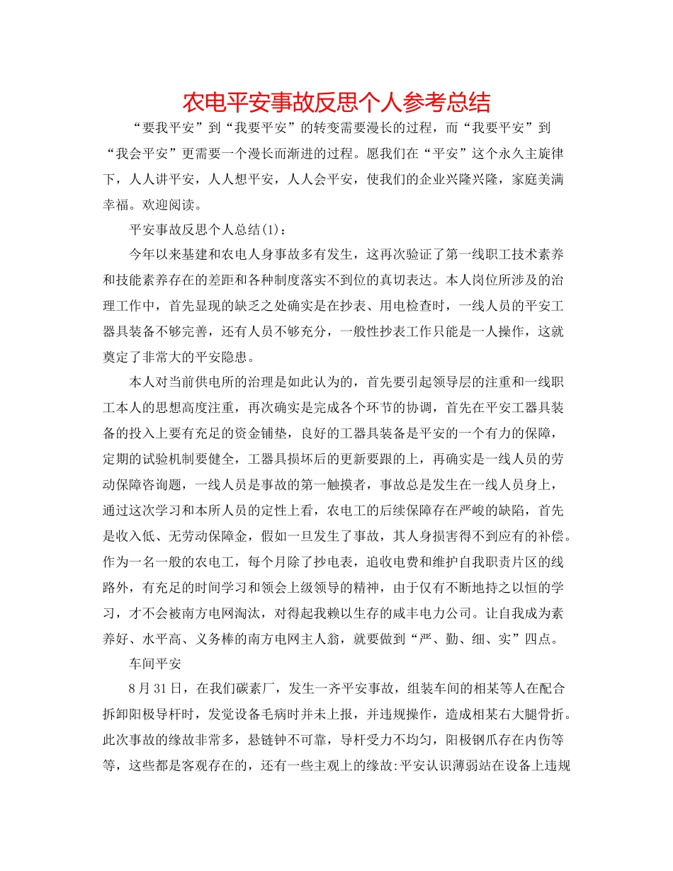 农电安全事故反思个人参考总结_第1页
